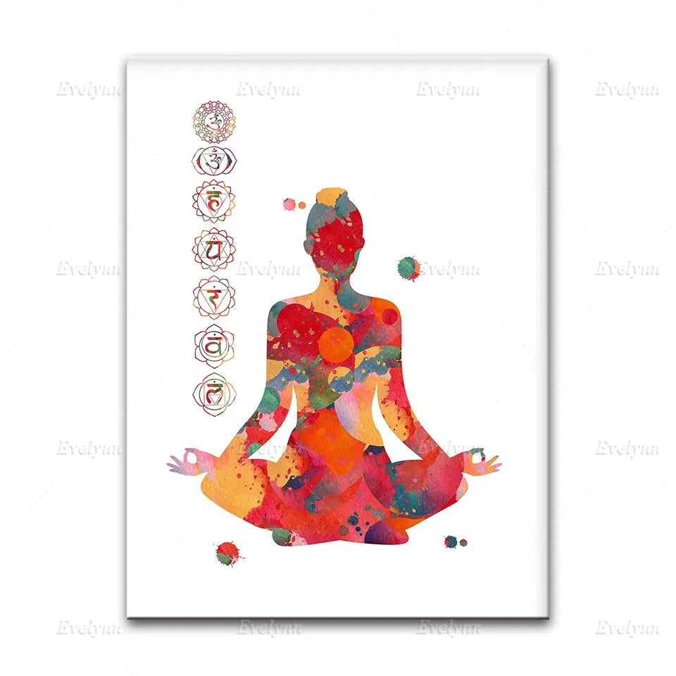 Spiritual Yoga Meditation Wall Art  Watercolor Ganesha Shiva Kali Yin Yang Tree  Home Decor Poster