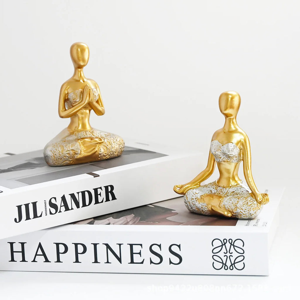 Yoga girl ornaments tv stand decorations, body art figurines, meditation yoga ornaments, office decorations, lifelike girl shap