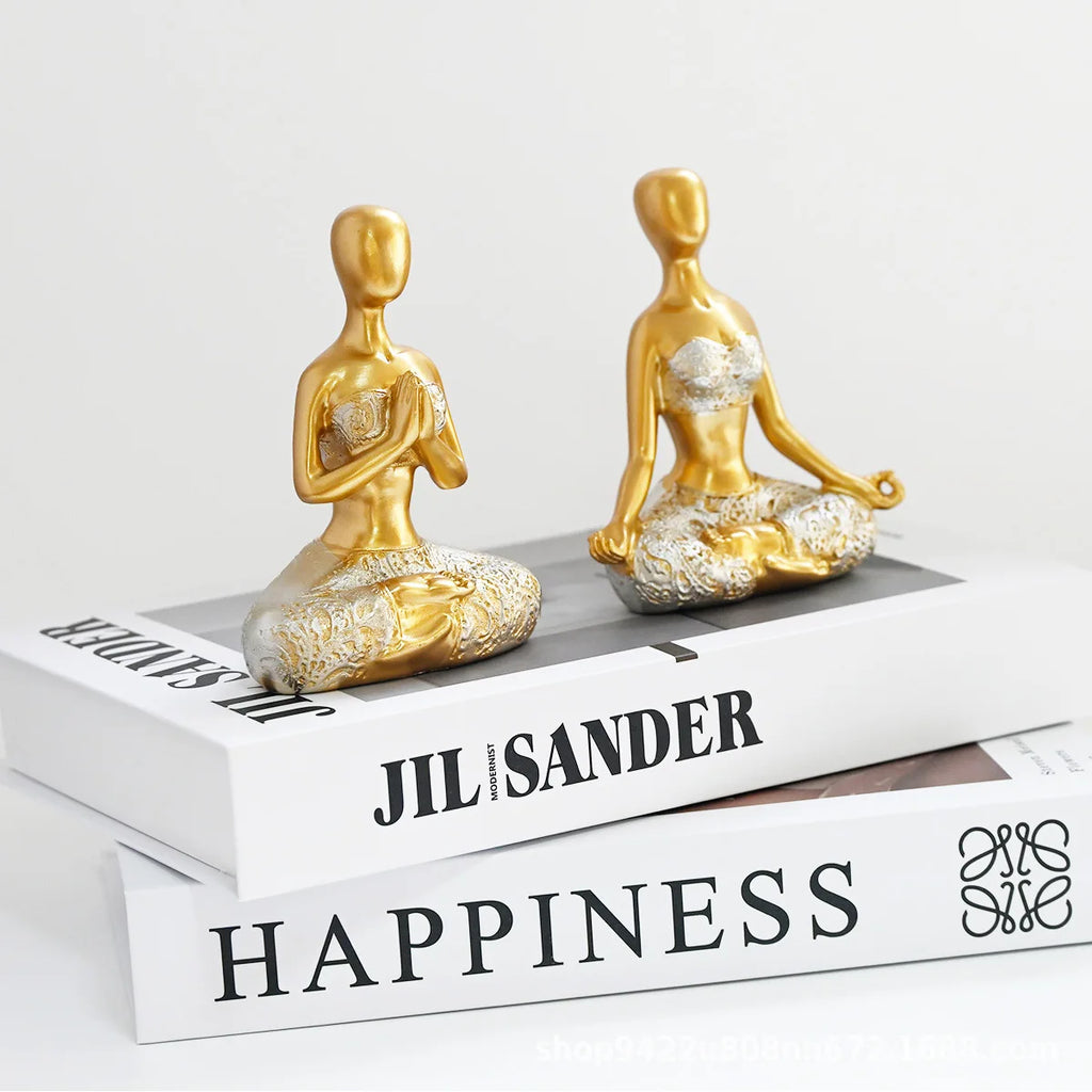 Yoga girl ornaments tv stand decorations, body art figurines, meditation yoga ornaments, office decorations, lifelike girl shap
