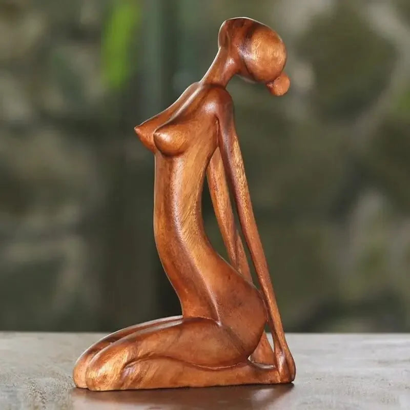 Yoga Girl Wood Carving Wooden Yoga Meditation Statue Handmade Wood Carving Yoga Pose Yoga Girl Home Decoration