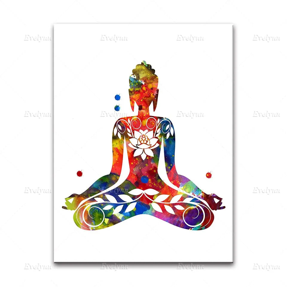 Spiritual Yoga Meditation Wall Art  Watercolor Ganesha Shiva Kali Yin Yang Tree  Home Decor Poster