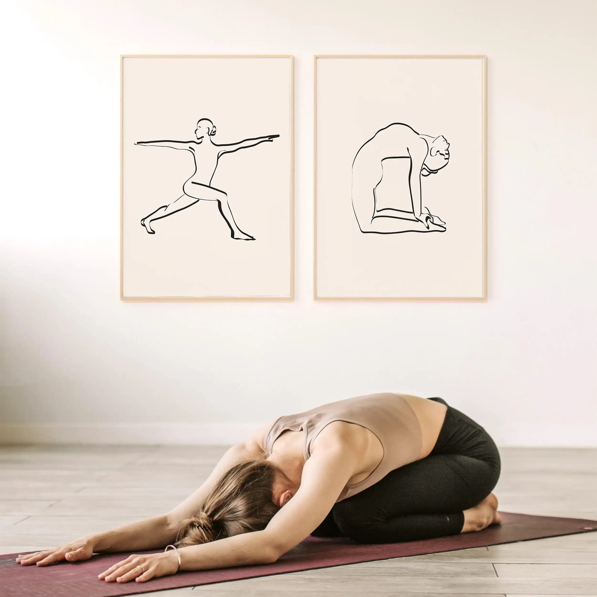 Indian Yoga Wall Art Geometric Lines Body Nude Female Action HD Canvas Poster Print Living Room Bedroom Yoga Studio Home Decor