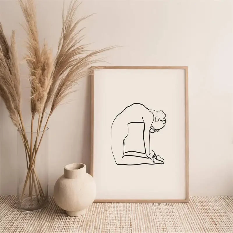 Indian Yoga Wall Art Geometric Lines Body Nude Female Action HD Canvas Poster Print Living Room Bedroom Yoga Studio Home Decor