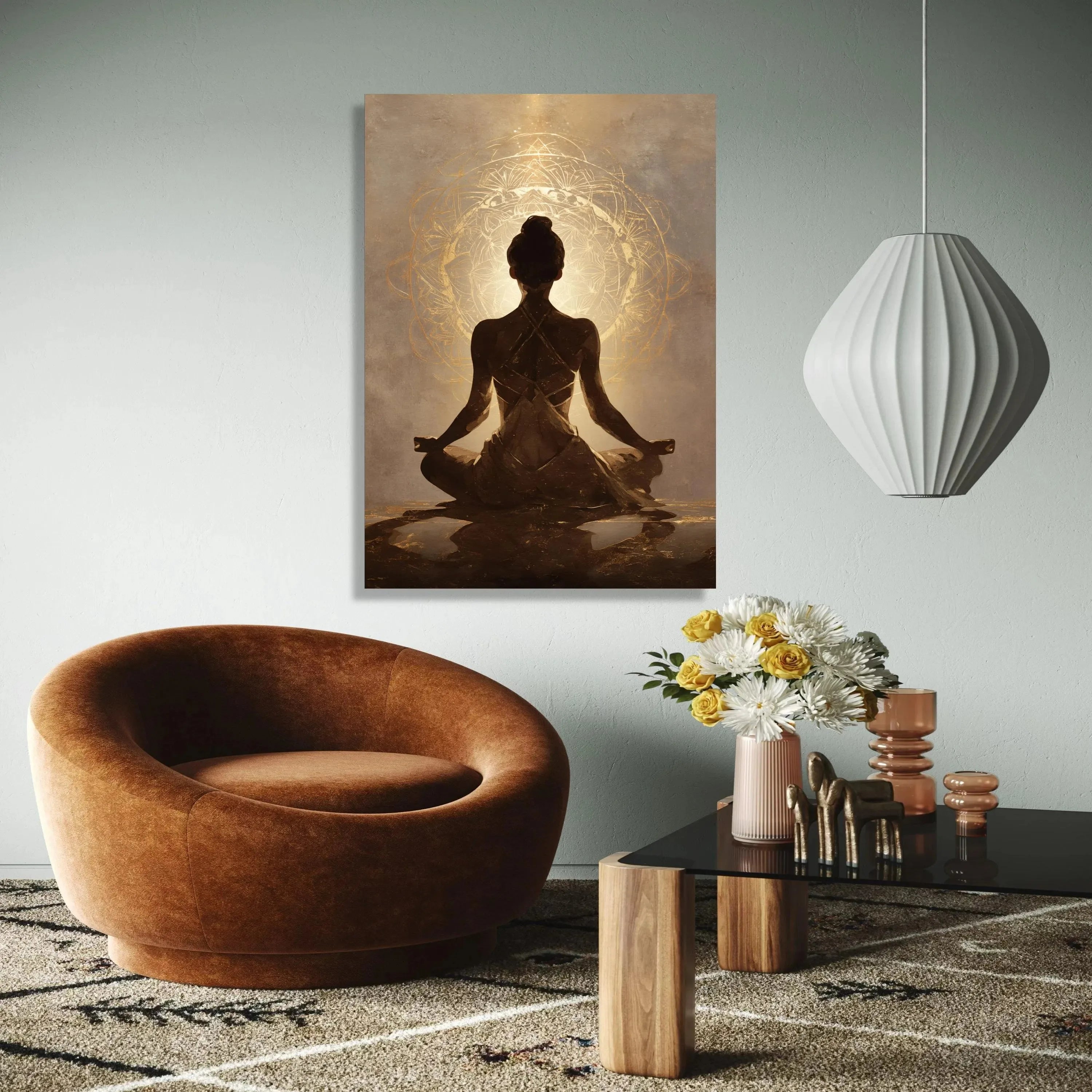 Yoga Meditation Yoga Posture Canvas Print Minimalist Zen Buddha Statue Wall Art Poster for Modern Living Room Bedroom Home Decor