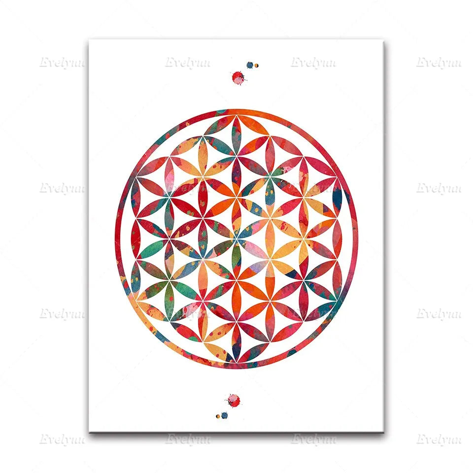 Spiritual Yoga Meditation Wall Art  Watercolor Ganesha Shiva Kali Yin Yang Tree  Home Decor Poster