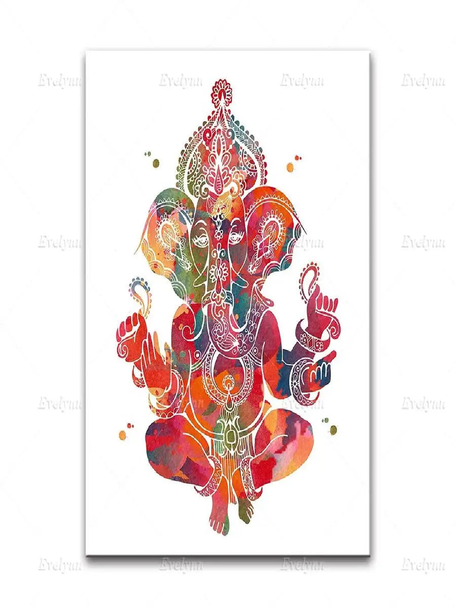 Spiritual Yoga Meditation Wall Art  Watercolor Ganesha Shiva Kali Yin Yang Tree  Home Decor Poster
