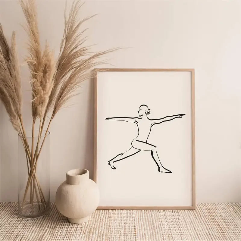 Indian Yoga Wall Art Geometric Lines Body Nude Female Action HD Canvas Poster Print Living Room Bedroom Yoga Studio Home Decor