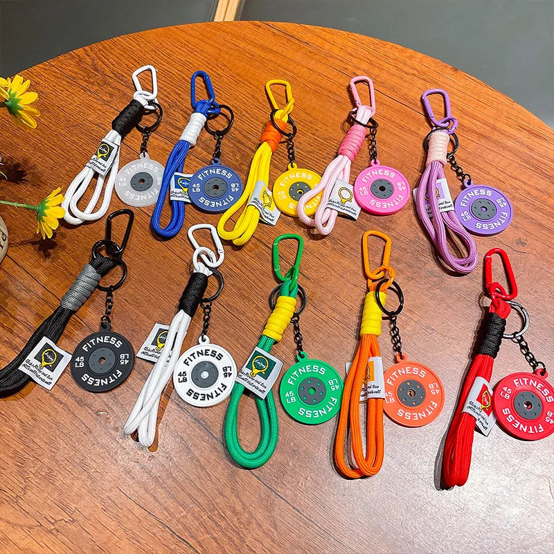 Fitness Keychain Gym Lovers Fitness Enthusiast Gift Barbell Keychain Fitness Bag backpack Charms