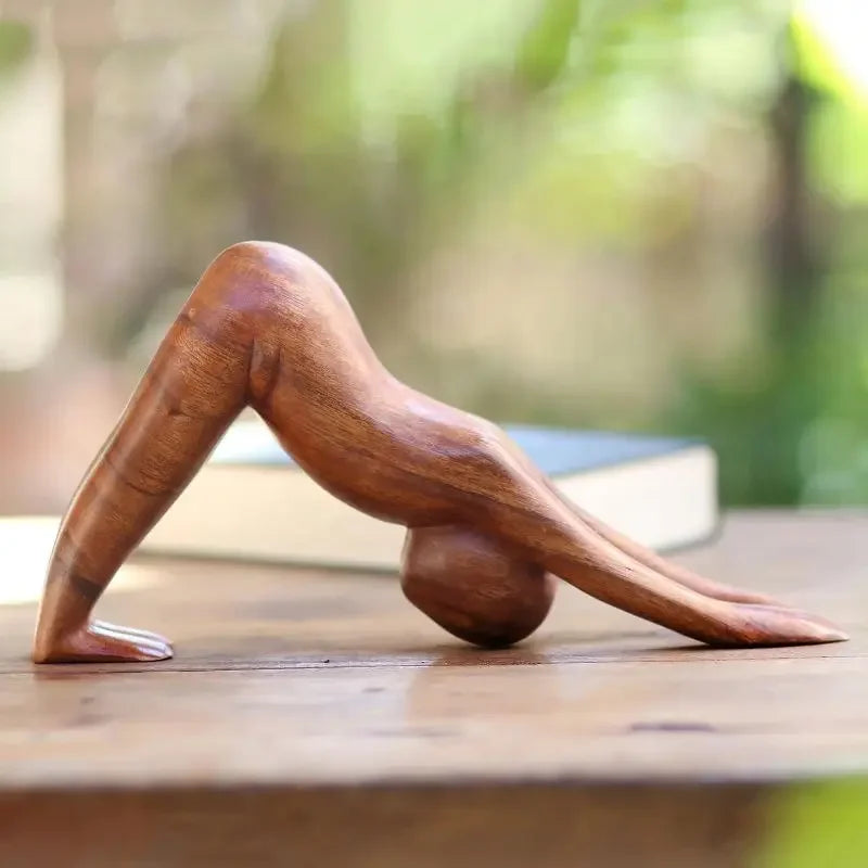 Yoga Girl Wood Carving Wooden Yoga Meditation Statue Handmade Wood Carving Yoga Pose Yoga Girl Home Decoration
