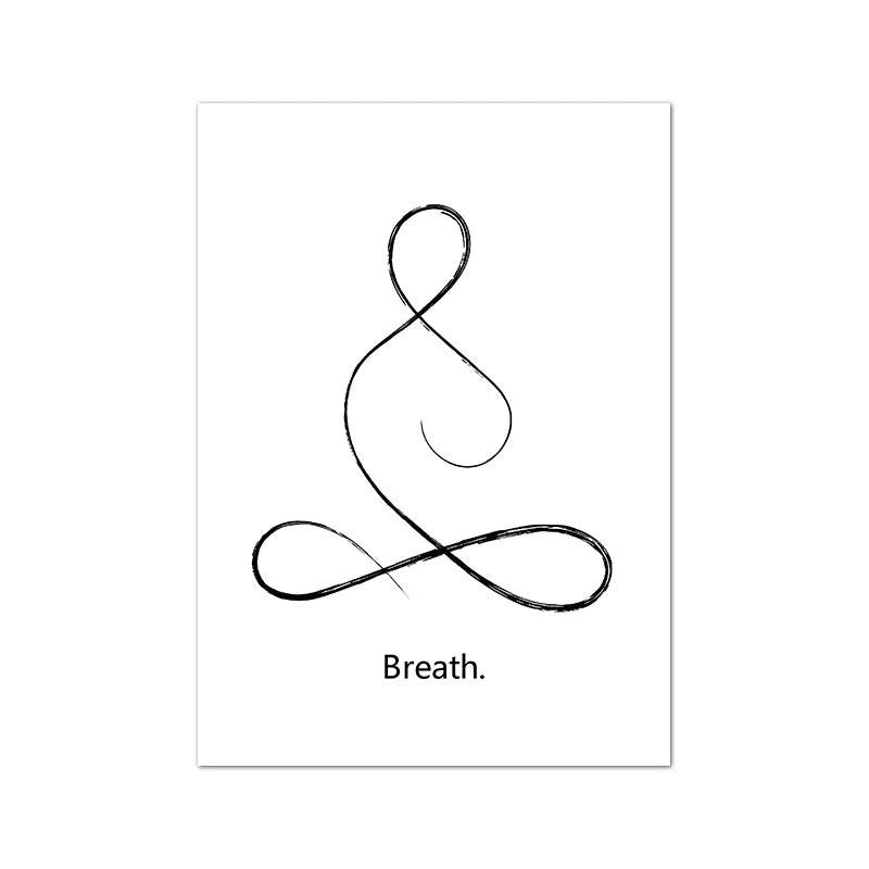 Yoga Wall Art Print Meditation Poster Yoga Symbol Breath Quote Canvas Painting Black White Wall Art Picture Gym Decor Yoga Gift
