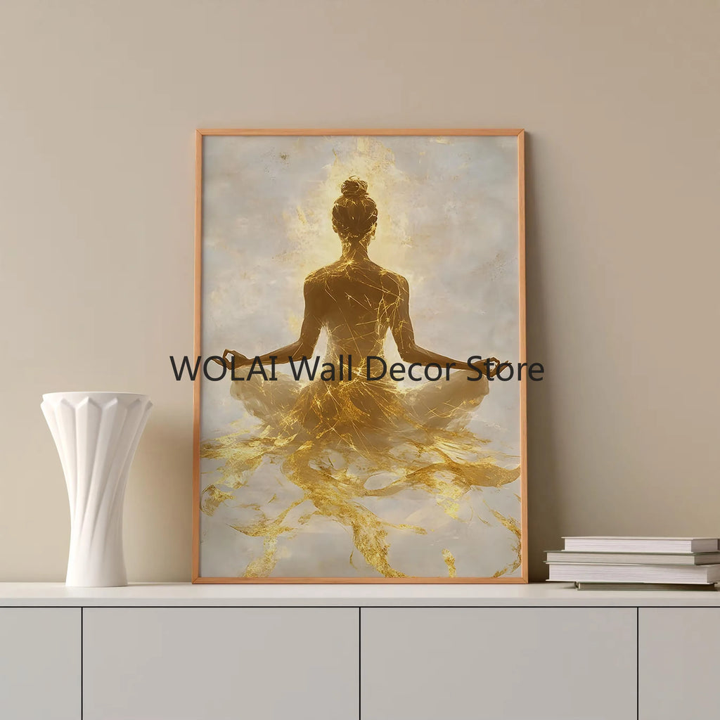 Yoga Meditation Yoga Posture Canvas Print Minimalist Zen Buddha Statue Wall Art Poster for Modern Living Room Bedroom Home Decor