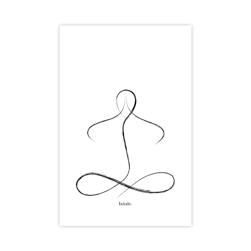 Yoga Wall Art Print Meditation Poster Yoga Symbol Breath Quote Canvas Painting Black White Wall Art Picture Gym Decor Yoga Gift