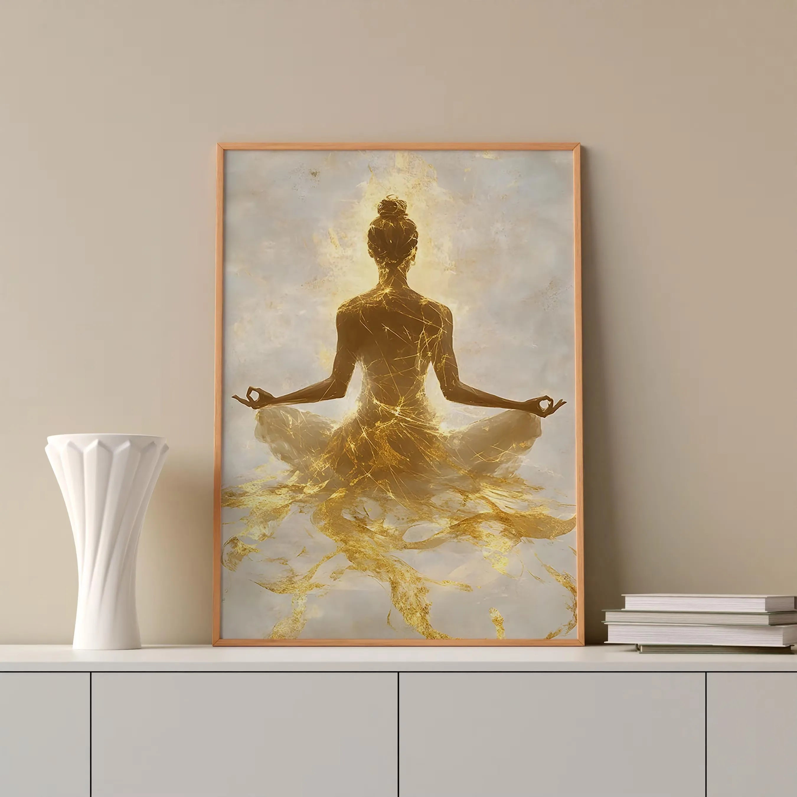 Yoga Meditation Yoga Posture Canvas Print Minimalist Zen Buddha Statue Wall Art Poster for Modern Living Room Bedroom Home Decor