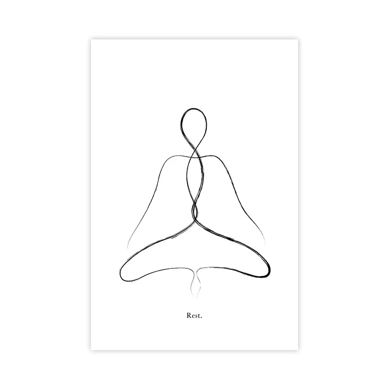 Yoga Wall Art Print Meditation Poster Yoga Symbol Breath Quote Canvas Painting Black White Wall Art Picture Gym Decor Yoga Gift