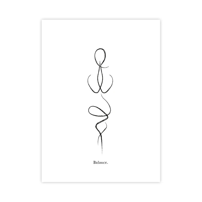 Yoga Wall Art Print Meditation Poster Yoga Symbol Breath Quote Canvas Painting Black White Wall Art Picture Gym Decor Yoga Gift