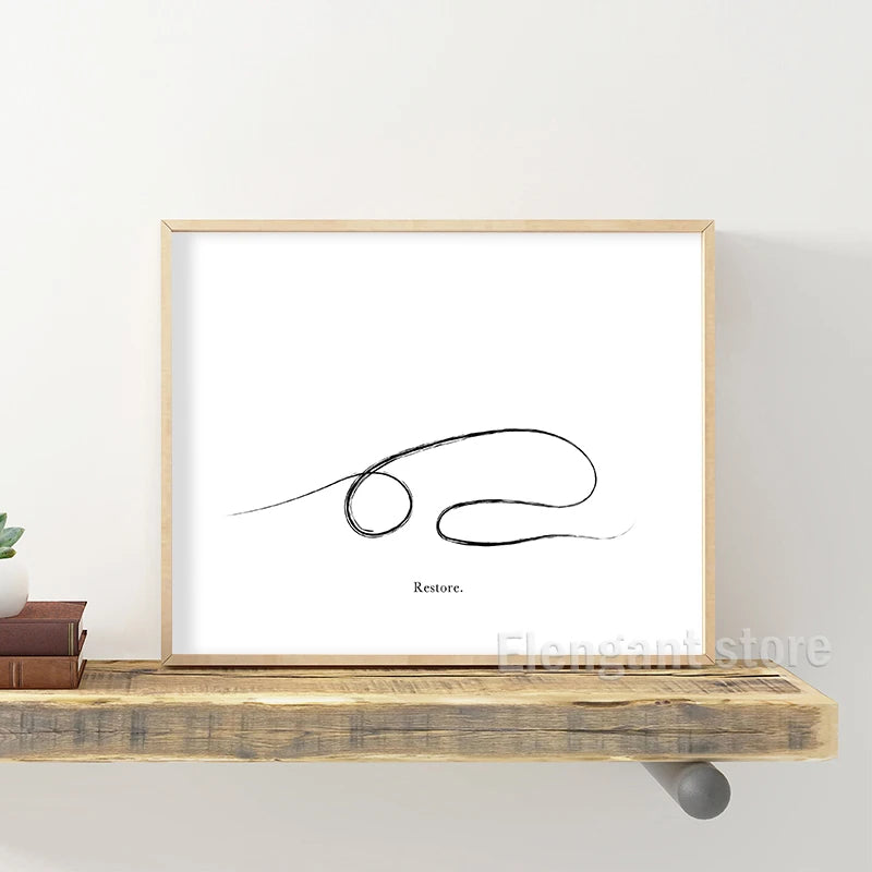 Yoga Wall Art Print Meditation Poster Yoga Symbol Breath Quote Canvas Painting Black White Wall Art Picture Gym Decor Yoga Gift