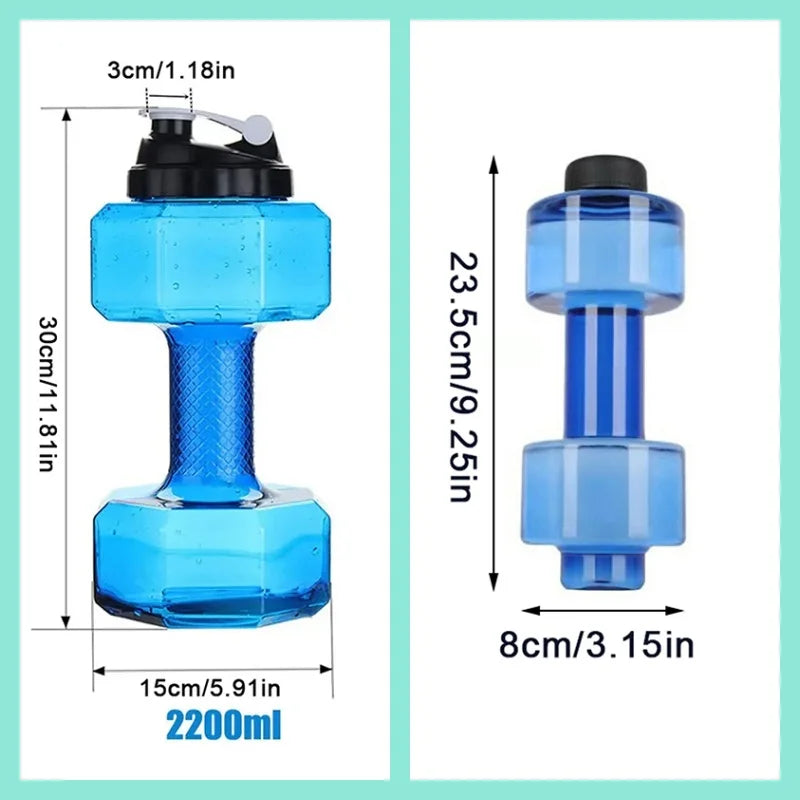 2.2L Dumbbell Shaped Kettle Sport Water Bottle Fitness Cycling Water Bottle Creative Summer Water Drinks Bottle