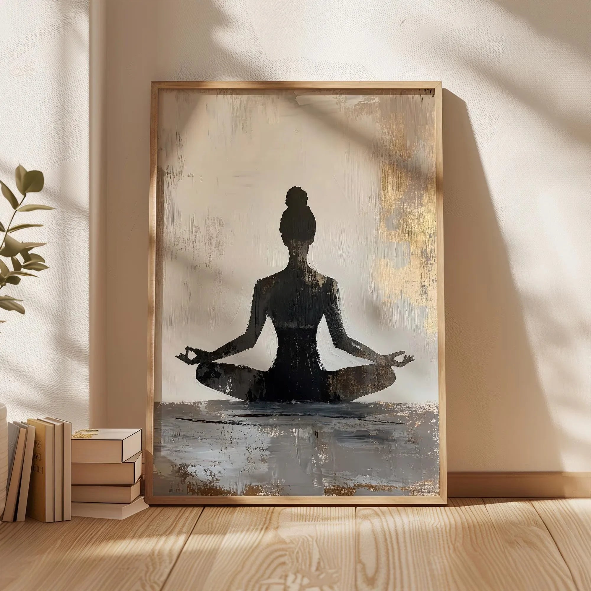 Yoga Meditation Yoga Posture Canvas Print Minimalist Zen Buddha Statue Wall Art Poster for Modern Living Room Bedroom Home Decor