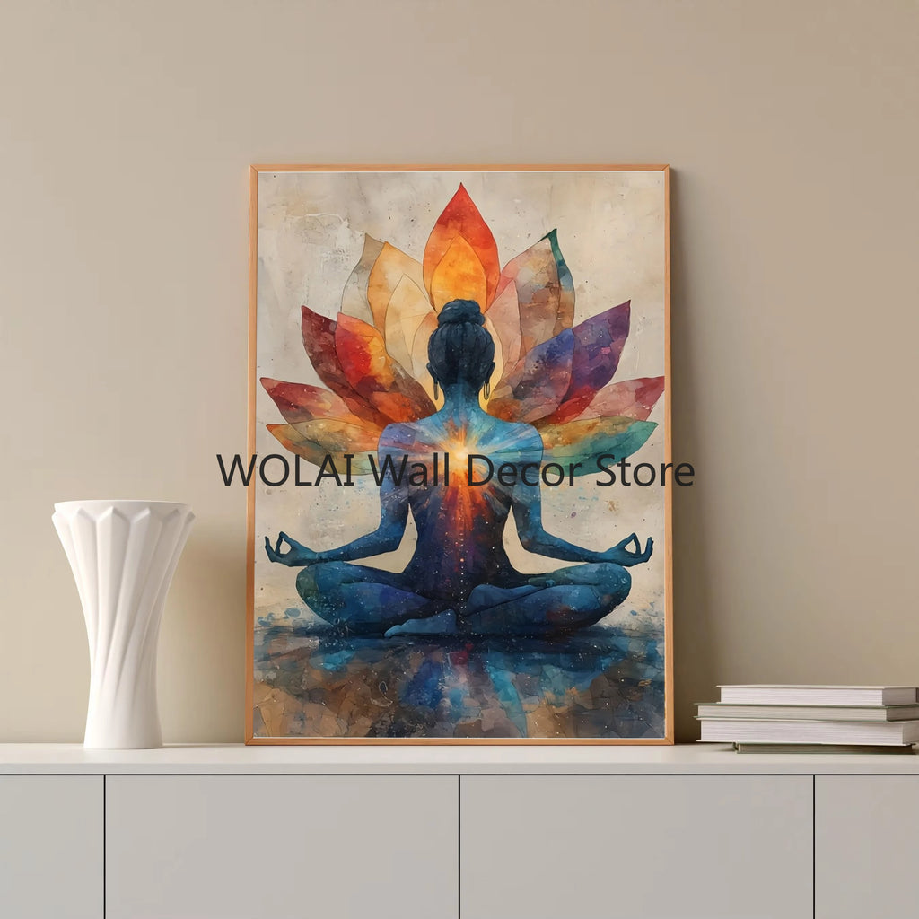 Yoga Meditation Yoga Posture Canvas Print Minimalist Zen Buddha Statue Wall Art Poster for Modern Living Room Bedroom Home Decor