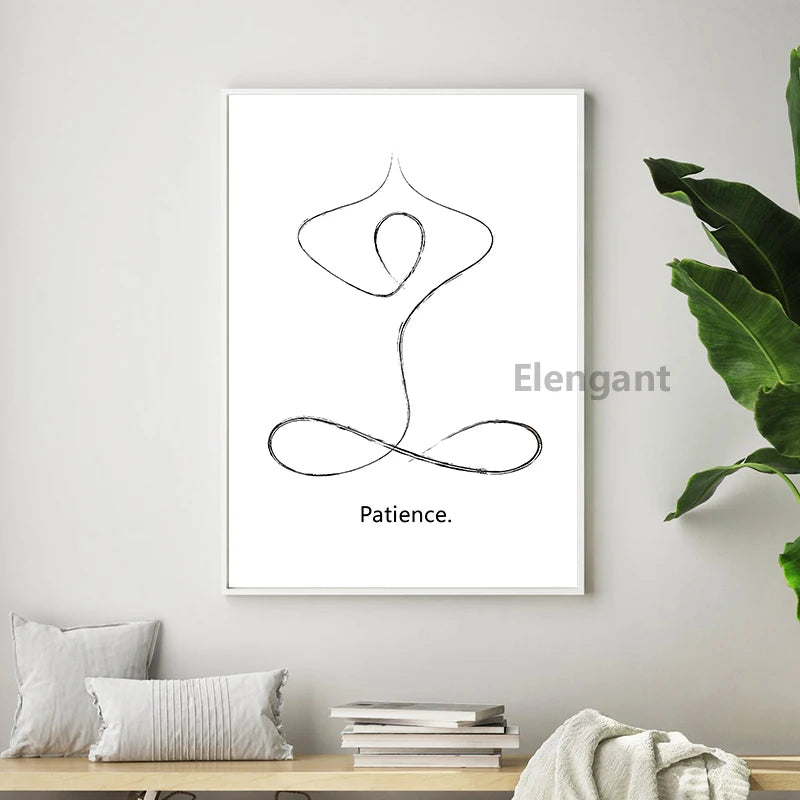 Yoga Wall Art Print Meditation Poster Yoga Symbol Breath Quote Canvas Painting Black White Wall Art Picture Gym Decor Yoga Gift