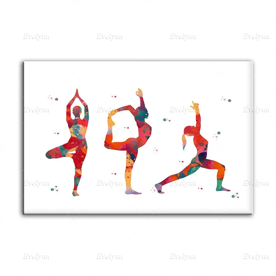 Spiritual Yoga Meditation Wall Art  Watercolor Ganesha Shiva Kali Yin Yang Tree  Home Decor Poster